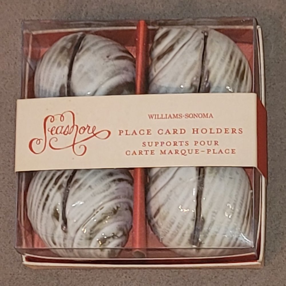 NEW 4 Williams Sonoma SeaShore Sea Shell Place Card Holders Beach Nautical 2011